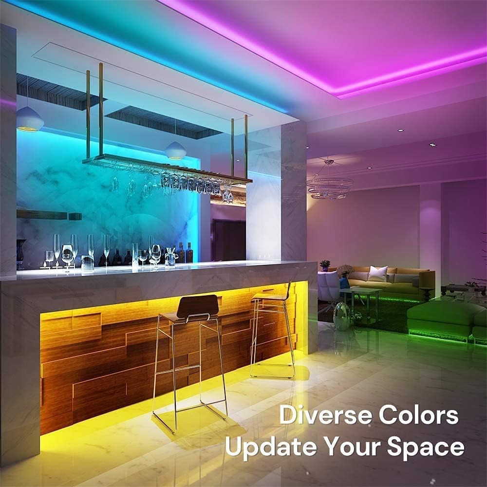 16.4Ft Color Changing LED Strip Lights, Bluetooth LED Lights with App Control, Remote, Control Box, 64 Scenes and Music Sync Lights for Bedroom, Room, Kitchen, Party