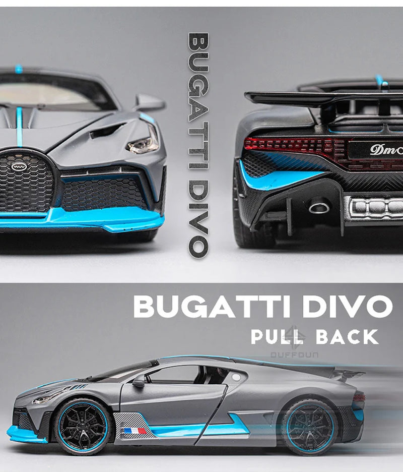 1/32 Alloy Diecasts Metal Toy Car Model Bugatti Divo Toy Vehicles Miniature Car Model with Light Toys for Boys Kids Christmas Gi